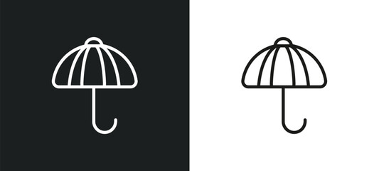 umbrella outline icon in white and black colors. umbrella flat vector icon from weather collection for web, mobile apps and ui.