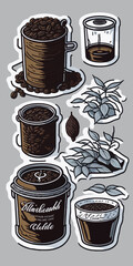 coffee cup set illustration design