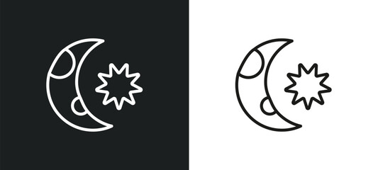 starry night outline icon in white and black colors. starry night flat vector icon from weather collection for web, mobile apps and ui.