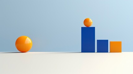 orange ball isolated on blue background stock photo, in the style of overlapping shapes