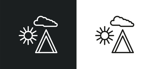 indian summer outline icon in white and black colors. indian summer flat vector icon from weather collection for web, mobile apps and ui. - obrazy, fototapety, plakaty