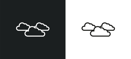 clouds outline icon in white and black colors. clouds flat vector icon from weather collection for web, mobile apps and ui.