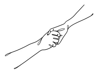 Continuous line drawing of hands couple trendy minimalist illustration. Vector illustration.
