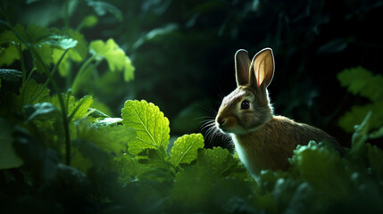rabbit in the garden HD 8K wallpaper Stock Photographic Image