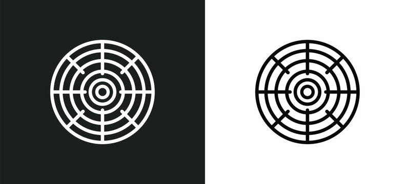 objetive outline icon in white and black colors. objetive flat vector icon from weapons collection for web, mobile apps and ui.