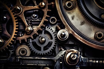 The combination of mechanical textures and atmospheric tones. Generative AI