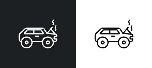 Fototapeta premium hood open outline icon in white and black colors. hood open flat vector icon from user collection for web, mobile apps and ui.