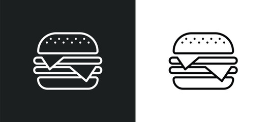 burger outline icon in white and black colors. burger flat vector icon from united states collection for web, mobile apps and ui.