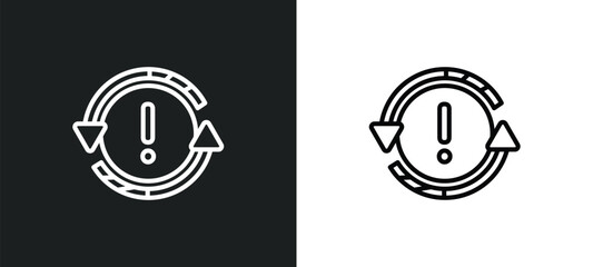 refresh with exclamation outline icon in white and black colors. refresh with exclamation flat vector icon from ultimate glyphicons collection for web, mobile apps and ui.