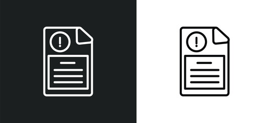 exclamation file outline icon in white and black colors. exclamation file flat vector icon from ultimate glyphicons collection for web, mobile apps and ui.