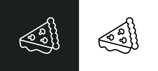 pizza piece outline icon in white and black colors. pizza piece flat vector icon from ultimate glyphicons collection for web, mobile apps and ui.