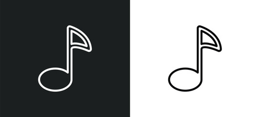 big music note outline icon in white and black colors. big music note flat vector icon from ultimate glyphicons collection for web, mobile apps and ui.
