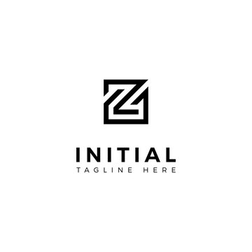 Logo design letters Z and G. Square shape. Vector template 