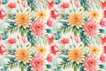  Floral shape watercolor seamless pattern. © Threecorint