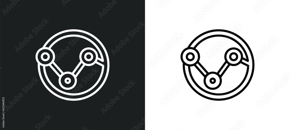 Poster data analytics interface outline icon in white and black colors. data analytics interface flat vecto