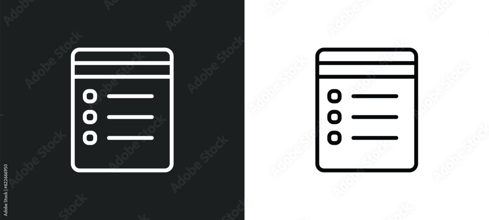 Poster data windows outline icon in white and black colors. data windows flat vector icon from user interfa