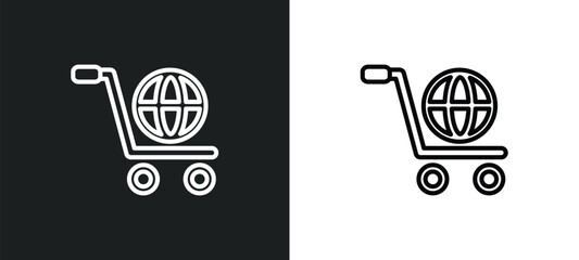 cart interface outline icon in white and black colors. cart interface flat vector icon from user interface collection for web, mobile apps and ui.