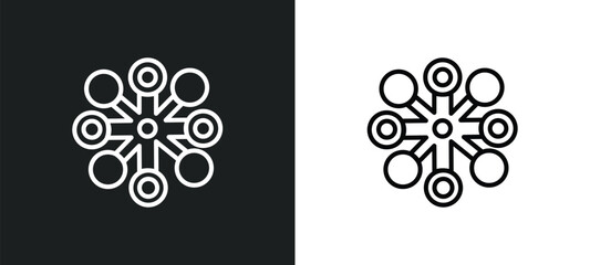 data analytics circular outline icon in white and black colors. data analytics circular flat vector icon from user interface collection for web, mobile apps and ui.