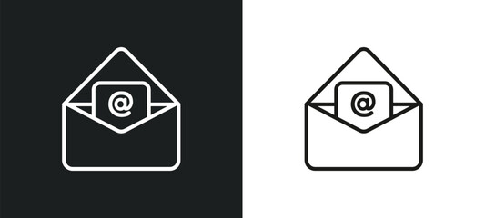 open mail outline icon in white and black colors. open mail flat vector icon from user interface collection for web, mobile apps and ui.