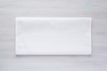 White waffle fabric kitchen towel mockup, folded blank cotton tea towel for design presentation,...