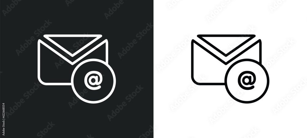 Poster email evelope outline icon in white and black colors. email evelope flat vector icon from user inter