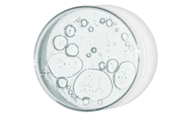 Petri dish isolated on empty background. drops, stains, bacteria and molecules in a Petri dish.