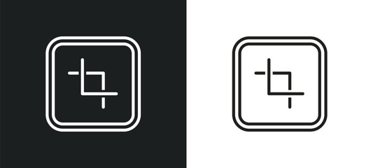 crop tool outline icon in white and black colors. crop tool flat vector icon from user interface collection for web, mobile apps and ui.