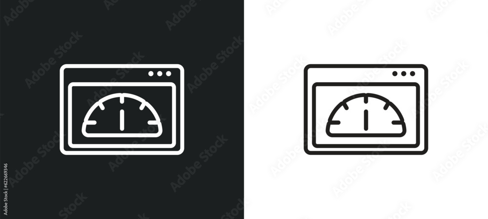 Poster indicators outline icon in white and black colors. indicators flat vector icon from user interface c