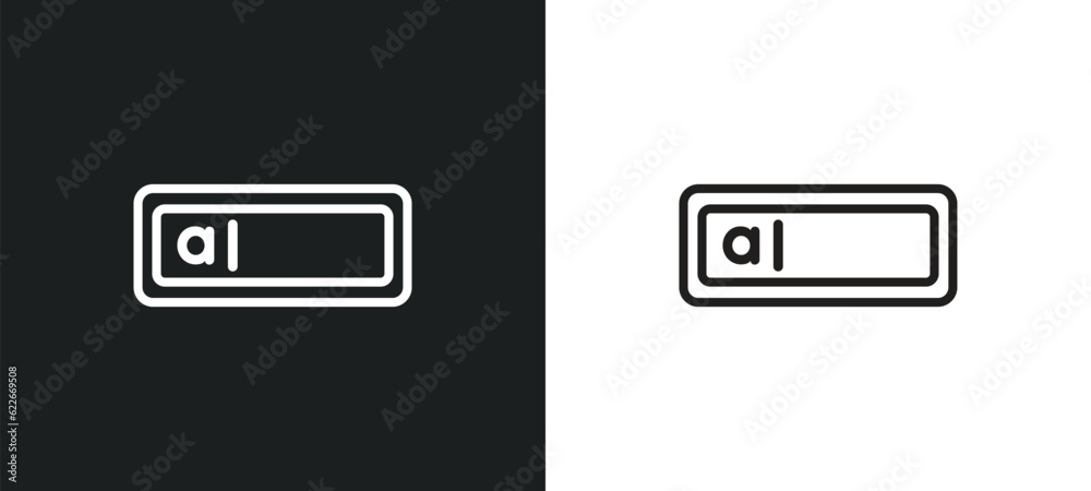 Poster text in outline icon in white and black colors. text in flat vector icon from user interface collect