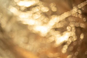 Abstract blurred background with highlights and bokeh. Golden background of glitter