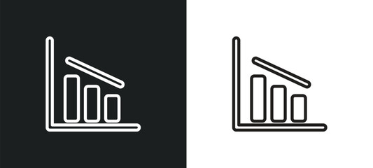 Obraz premium decreasing bars chart outline icon in white and black colors. decreasing bars chart flat vector icon from user interface collection for web, mobile apps and ui.