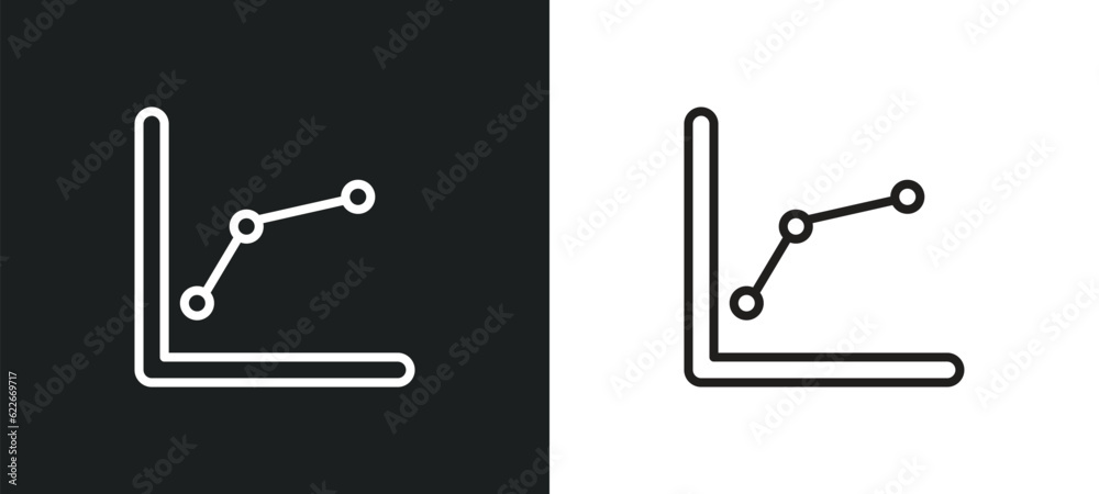 Poster line dot chart outline icon in white and black colors. line dot chart flat vector icon from user int