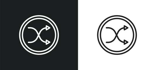 crossed arrows outline icon in white and black colors. crossed arrows flat vector icon from user interface collection for web, mobile apps and ui.