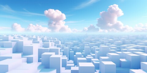 blue sky and cubes in clouds