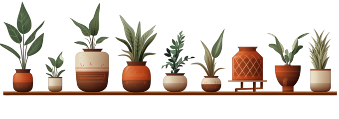 Set of house plants illustrations cartoon