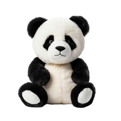 Stuffed toy panda bear cutout isolated on white transparent background