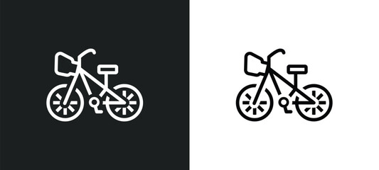 bike with front basket outline icon in white and black colors. bike with front basket flat vector icon from travel collection for web, mobile apps and ui.