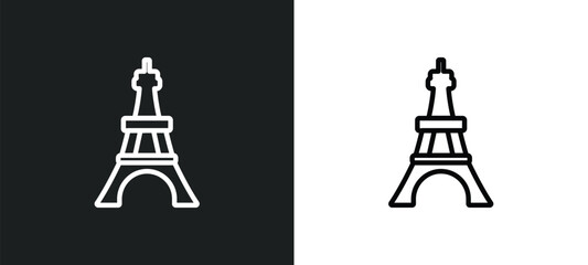 eiffel tower outline icon in white and black colors. eiffel tower flat vector icon from travel collection for web, mobile apps and ui.