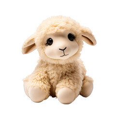 Stuffed toy sheep cutout isolated on white transparent background