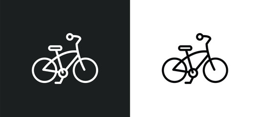 Fototapeta na wymiar vintage bicycle outline icon in white and black colors. vintage bicycle flat vector icon from transport aytan collection for web, mobile apps and ui.