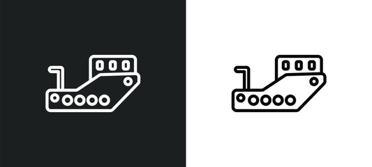 pt boat outline icon in white and black colors. pt boat flat vector icon from transportation collection for web, mobile apps and ui.