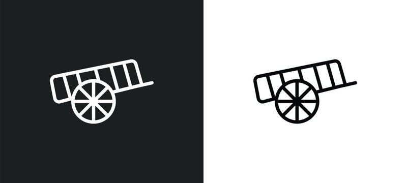 oxcart outline icon in white and black colors. oxcart flat vector icon from transportation collection for web, mobile apps and ui.