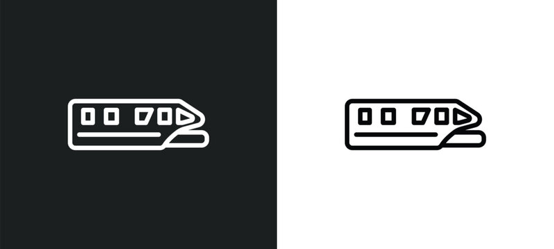 Monorail Outline Icon In White And Black Colors. Monorail Flat Vector Icon From Transportation Collection For Web, Mobile Apps And Ui.