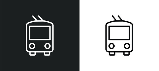 trolleybus outline icon in white and black colors. trolleybus flat vector icon from transportation collection for web, mobile apps and ui.