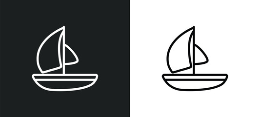catamaran outline icon in white and black colors. catamaran flat vector icon from transportation collection for web, mobile apps and ui.