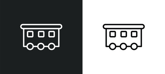 caboose outline icon in white and black colors. caboose flat vector icon from transportation collection for web, mobile apps and ui. - obrazy, fototapety, plakaty