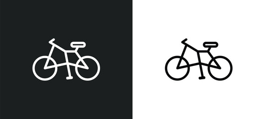 Fototapeta premium bike outline icon in white and black colors. bike flat vector icon from transportation collection for web, mobile apps and ui.