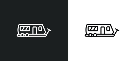 Obraz premium road caravan outline icon in white and black colors. road caravan flat vector icon from transport collection for web, mobile apps and ui.