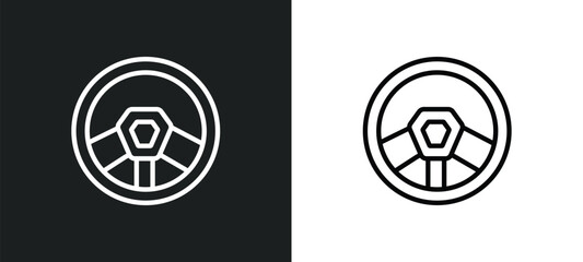 vehicle steering wheel outline icon in white and black colors. vehicle steering wheel flat vector icon from transport collection for web, mobile apps and ui.