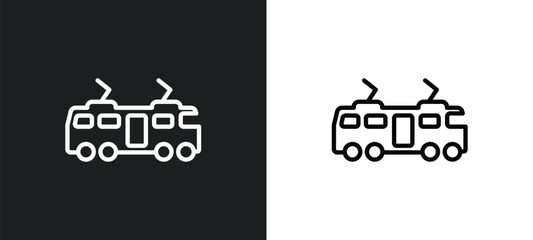 streetcar outline icon in white and black colors. streetcar flat vector icon from transport collection for web, mobile apps and ui.